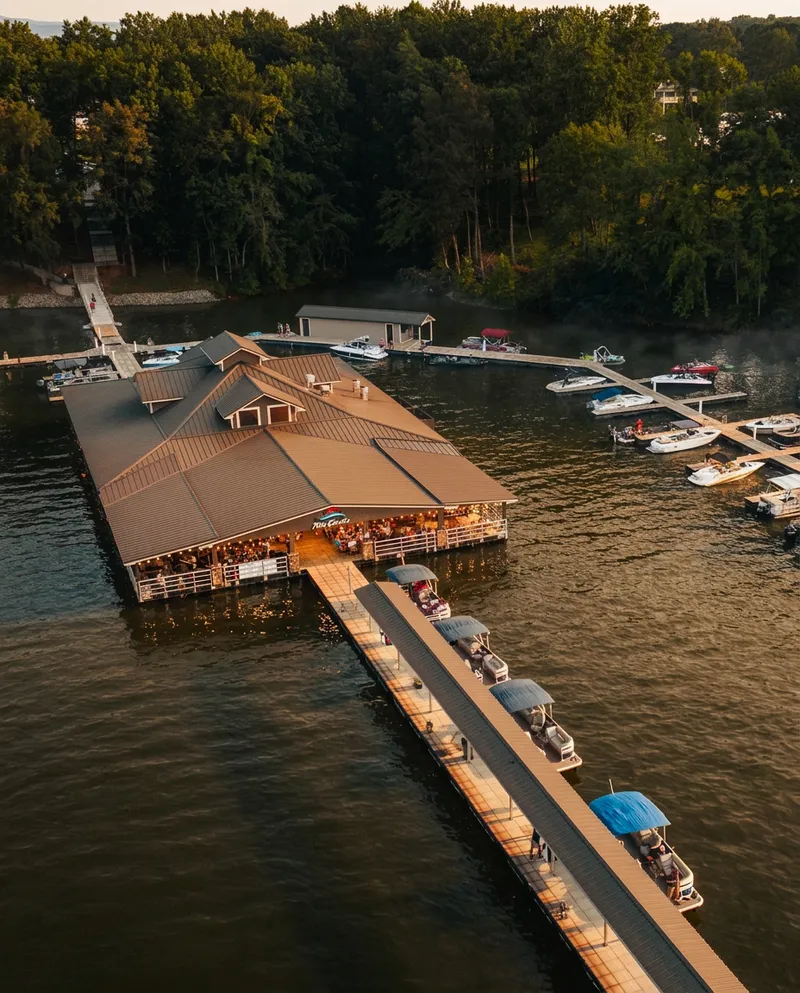 Drafts and Watercrafts floating restaurant at Twin Creeks Marina